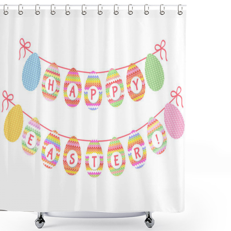 Personality  Cute Easter Bunting Shower Curtains