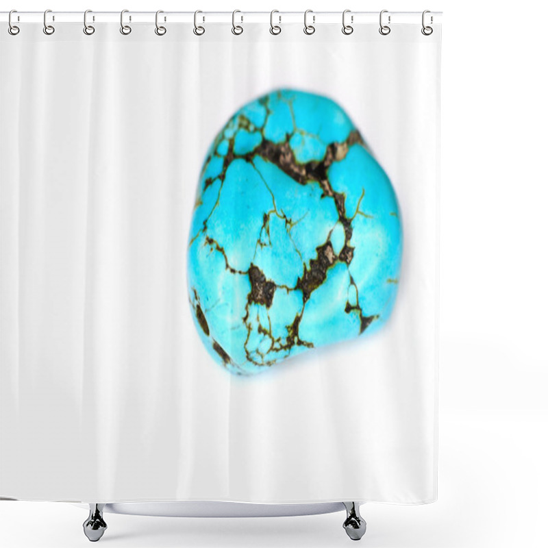 Personality  Turquoise On White Background Shower Curtains