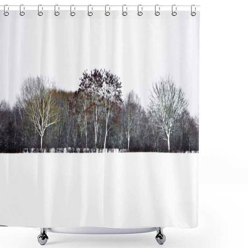 Personality  Flatland With Snow In Winter With Trees Shower Curtains