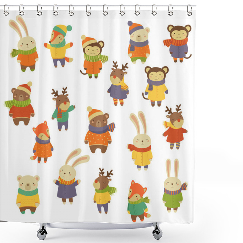 Personality  Animals Wearing Warm Clothes. Shower Curtains