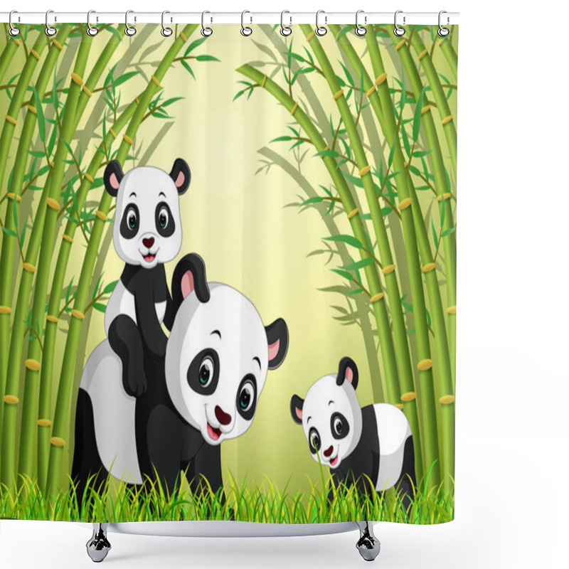 Personality  Two Cute Panda In A Bamboo Forest Shower Curtains