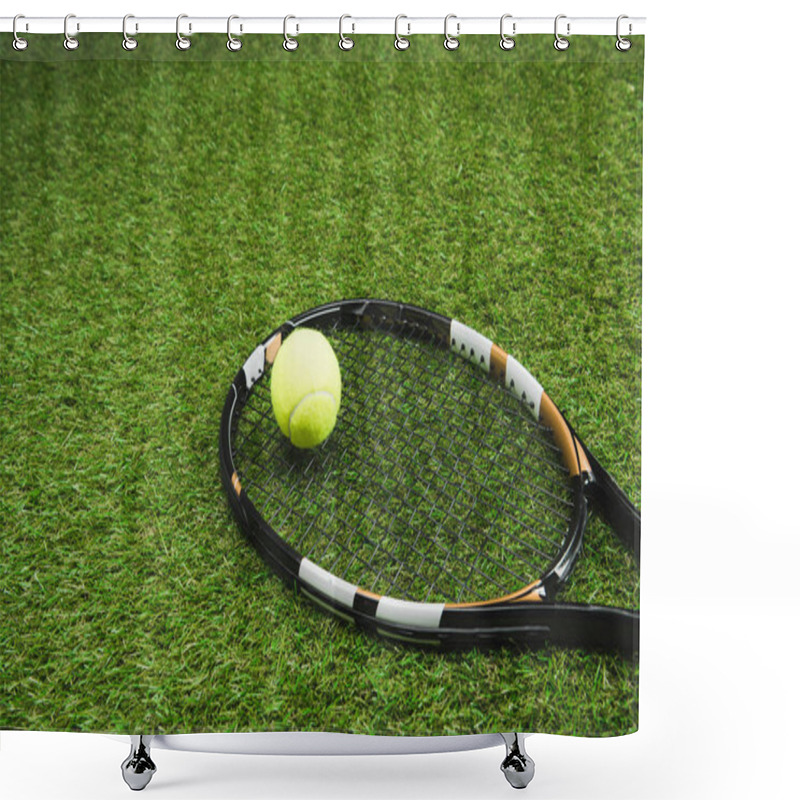 Personality  Tennis Racket And Ball Shower Curtains