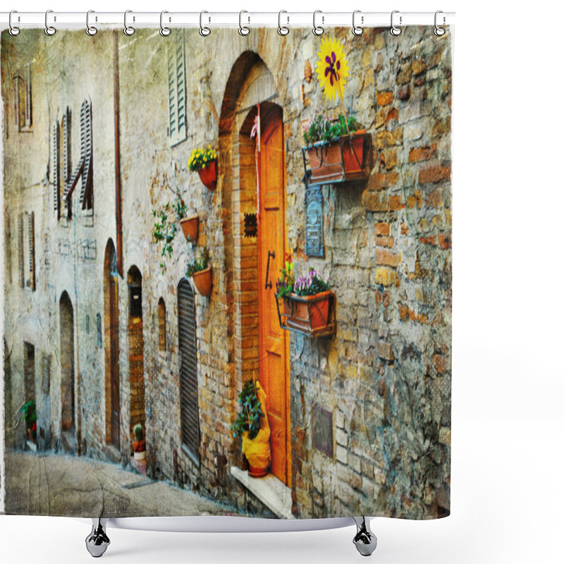 Personality  Charming Old Streets Of Medieval Towns Of Tuscany Shower Curtains