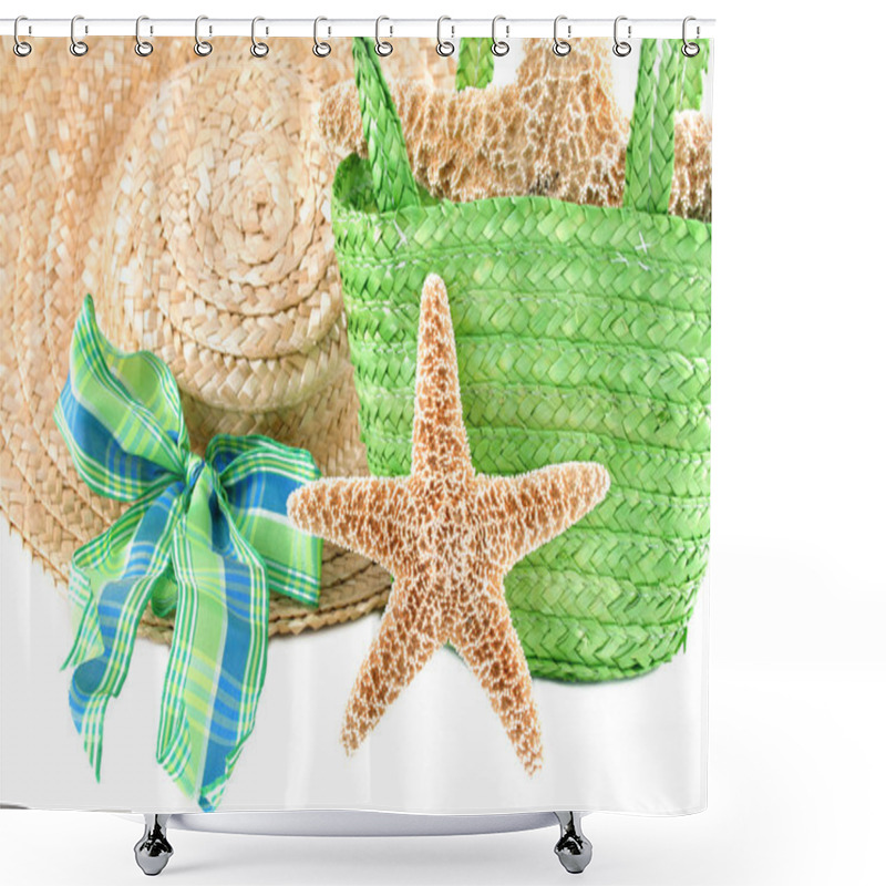 Personality  Starfish With Beach Accesories Shower Curtains