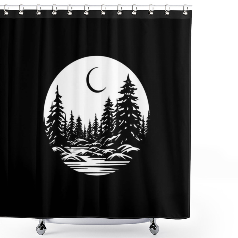 Personality  Forest - Black And White Isolated Icon - Vector Illustration Shower Curtains