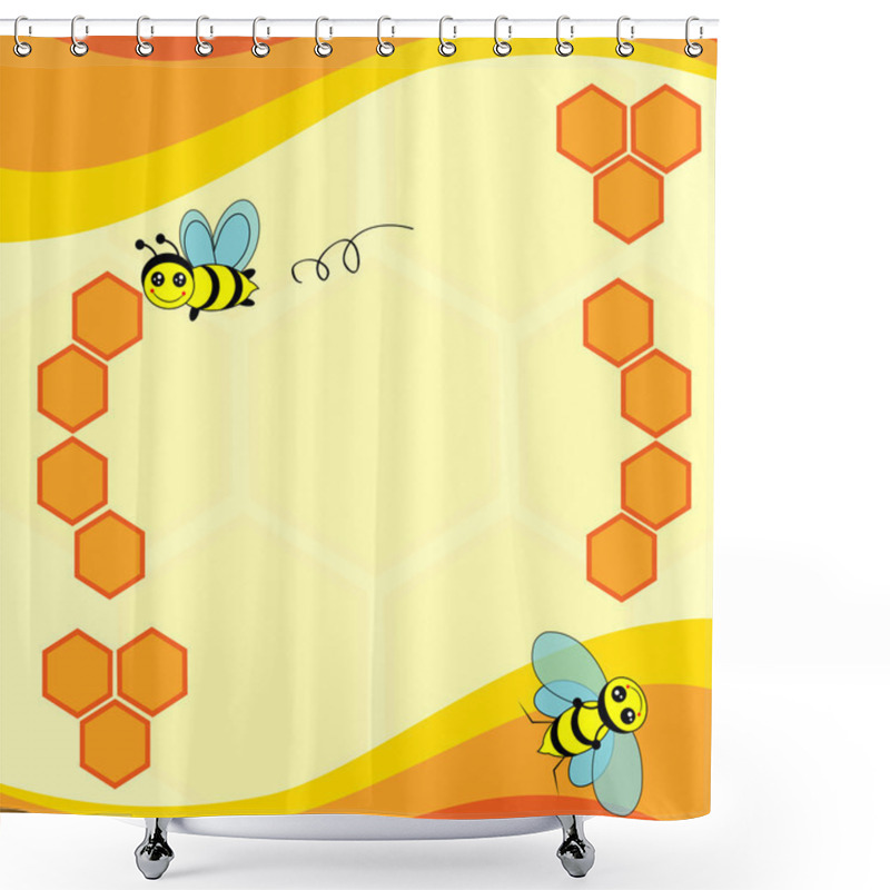 Personality  Background With Bees And Honeycomb Shower Curtains