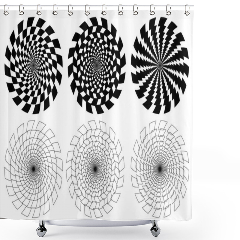 Personality  Optical Illusion - Chessboard Swirl, Shower Curtains