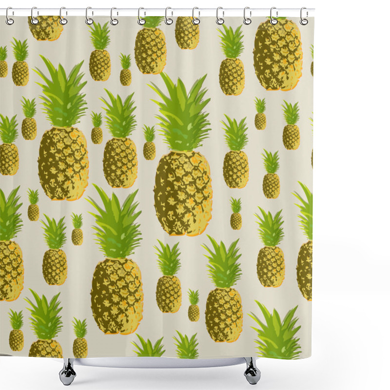 Personality  Vector Background With Pineapple. Shower Curtains