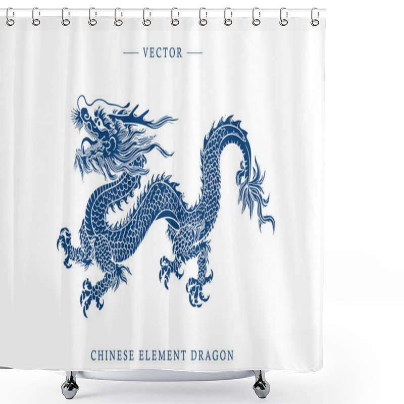 Personality  Blue And White Porcelain Chinese Dragon Pattern Shower Curtains