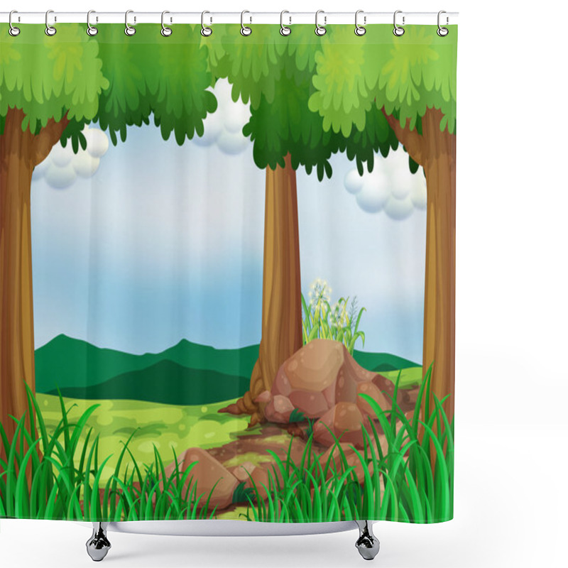 Personality  A Green Forest With Rocks Shower Curtains