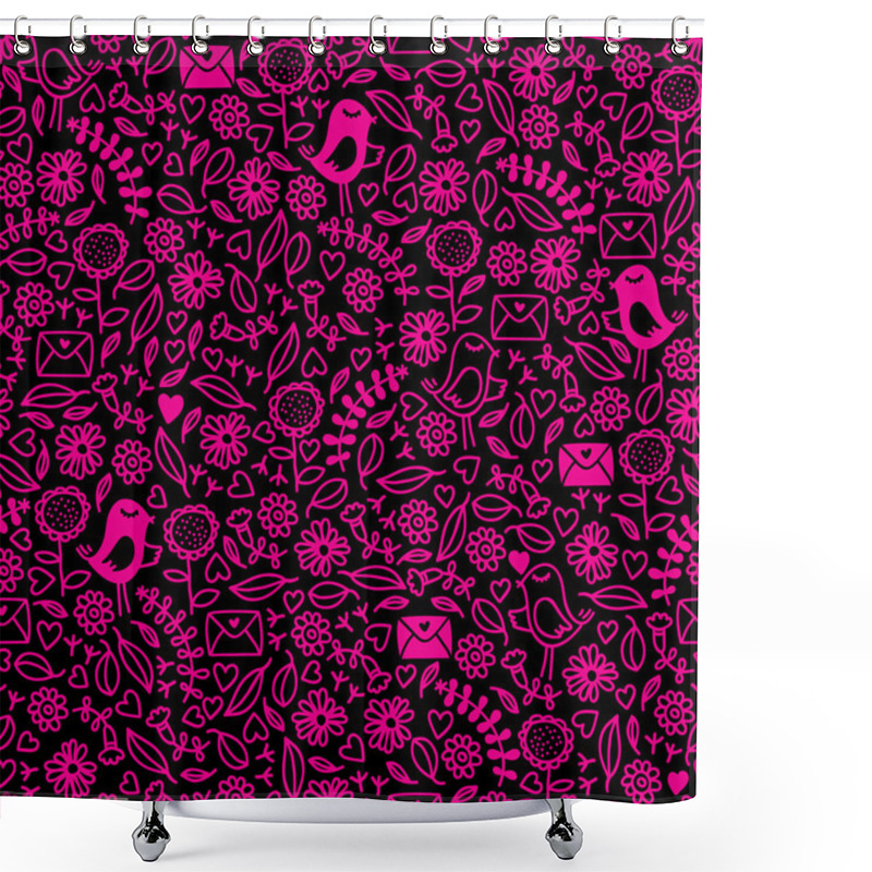 Personality  Seamless Pattern With Cute Birds Shower Curtains