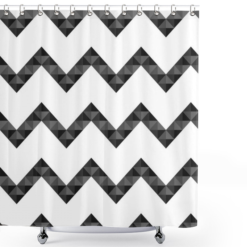 Personality  Seamless Geometric Pattern Of Triangles Chevron Shower Curtains