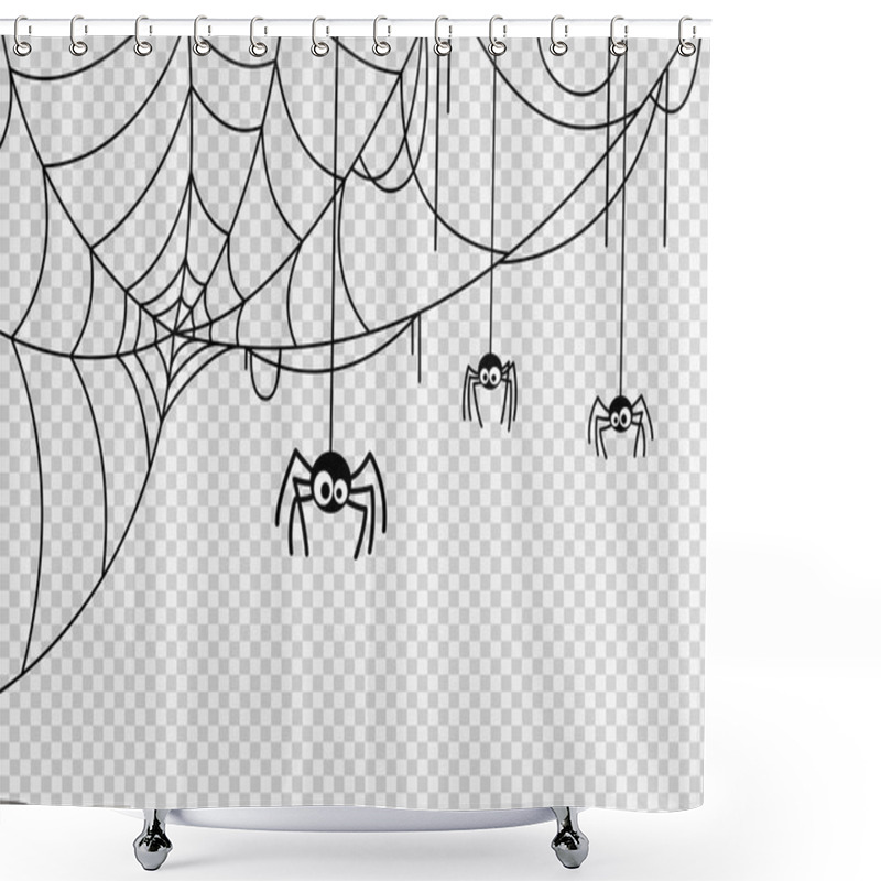 Personality  Spider Hanging From Spiderwebs Isolated Png Or Transparent Texture, Halloween Party Background,blank Space For Text,element Template For Poster,brochures, Online Advertising,vector Illustration  Shower Curtains