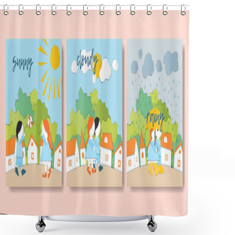 Personality  Papercut Weather Forecast Shower Curtains