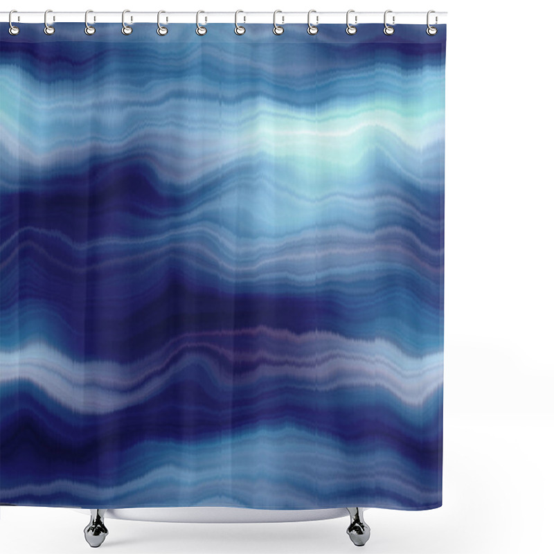 Personality  Blurry Silk Dark Moody Tie Dye Texture Background. Wavy Irregular Bleeding Wave Seamless Pattern. Athmospheric Ombre Distorted Watercolor Effect. Space Dyed All Over Print Shower Curtains