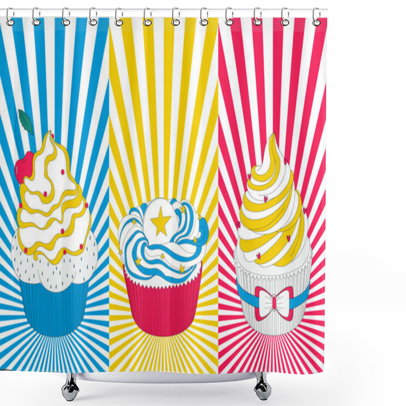 Personality  Pop Art Cupcakes Shower Curtains