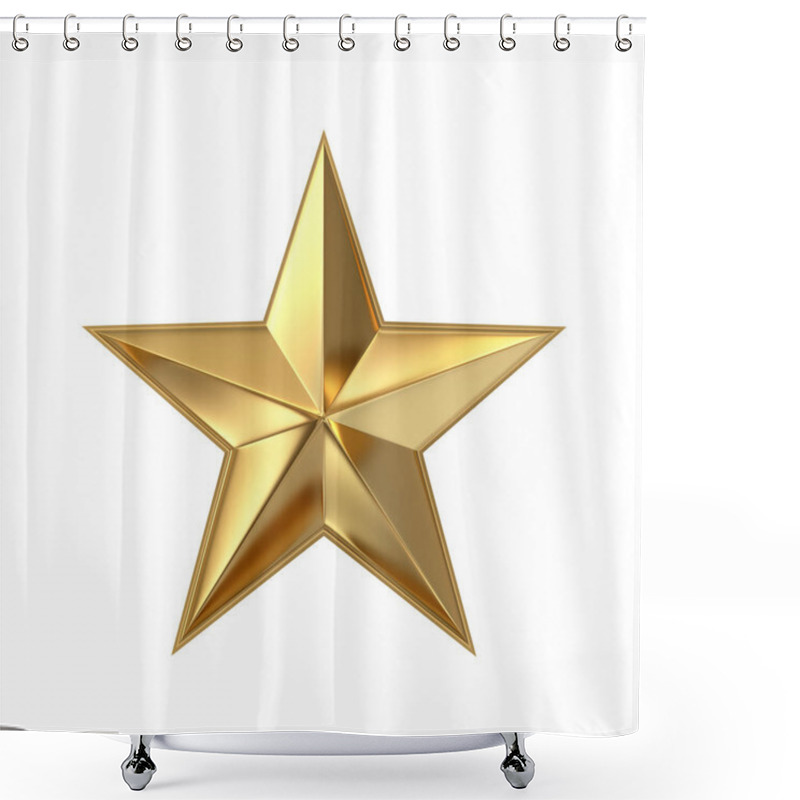 Personality  Golden Star Isolated On White Background. 3D Rendering With Clipping Path Shower Curtains