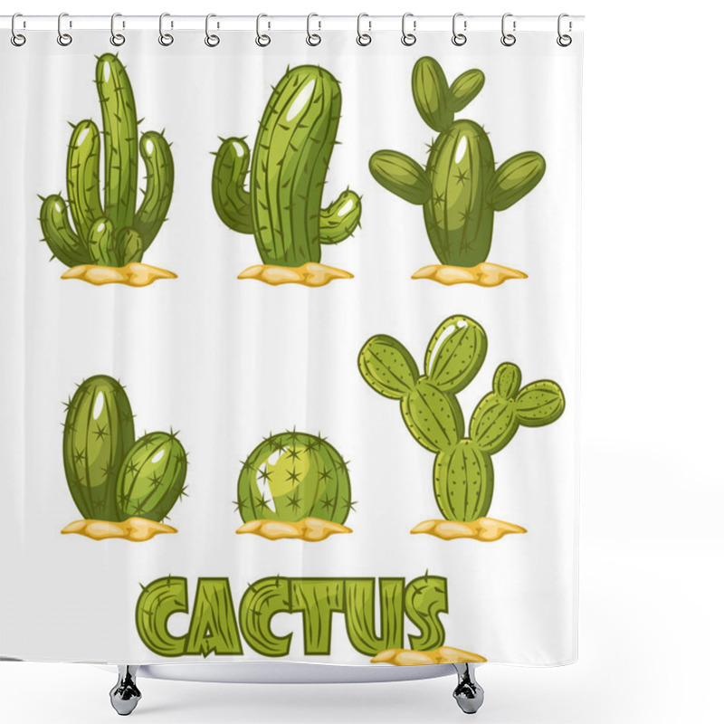 Personality  Mexican Cactus Set, Funny Of Comic Mexican Desert Cactus Plants Shower Curtains