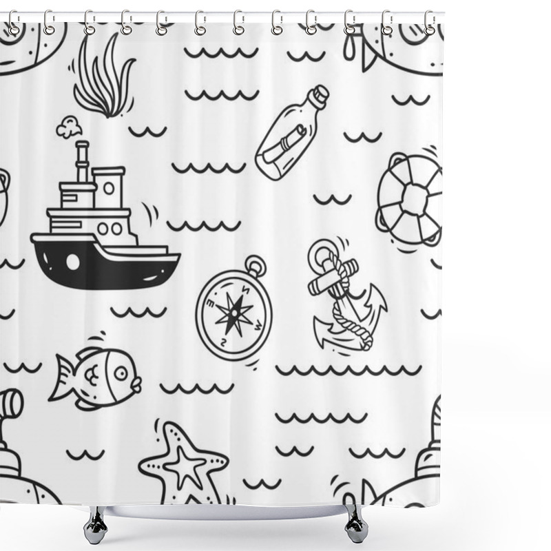 Personality  Cartoon Nautical  Background Shower Curtains