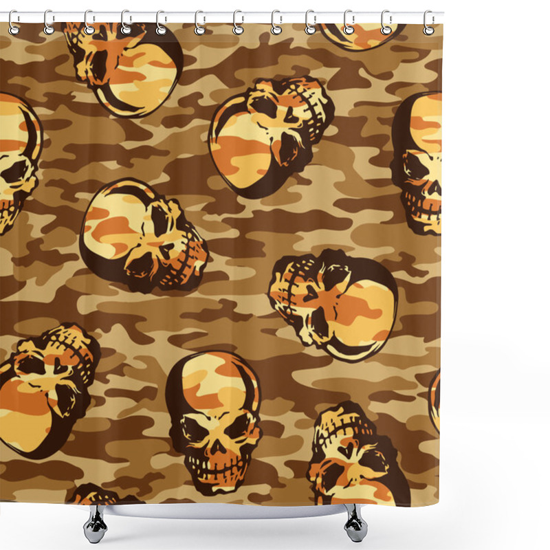 Personality  Skull Camouflage Pattern, Shower Curtains