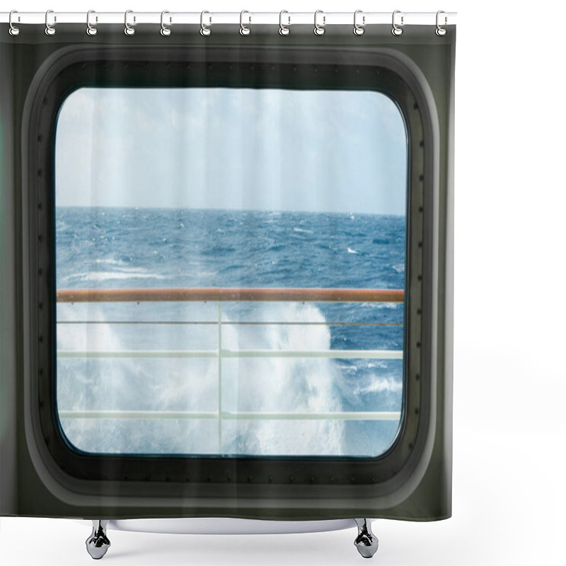 Personality  View From A Cabin Window Of A Cruise Ship On The Stormy Sea Shower Curtains