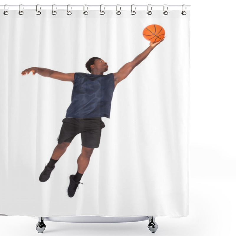 Personality  African Young Man Playing Basketball Shower Curtains