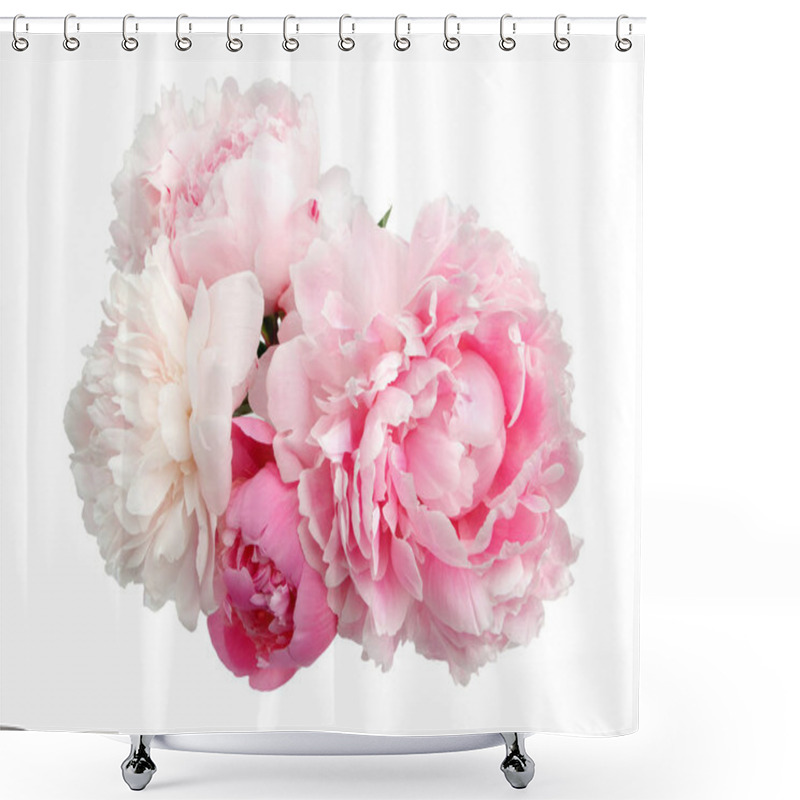 Personality  Pink Peony Flower Isolated On White Background Shower Curtains