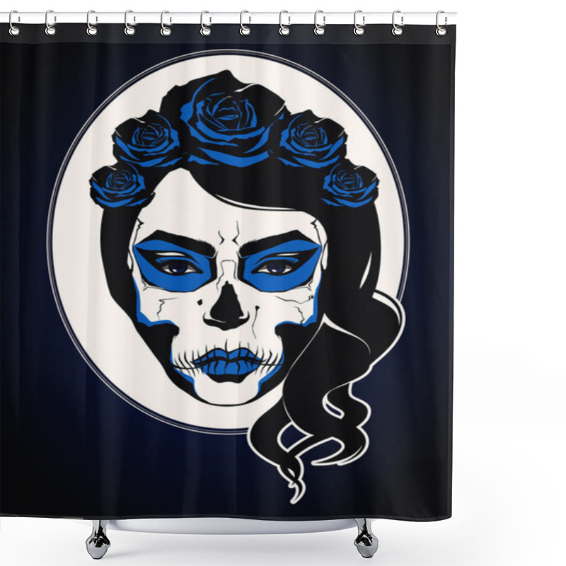 Personality  Sugar Skull Girl Face Day Of The Dead Shower Curtains