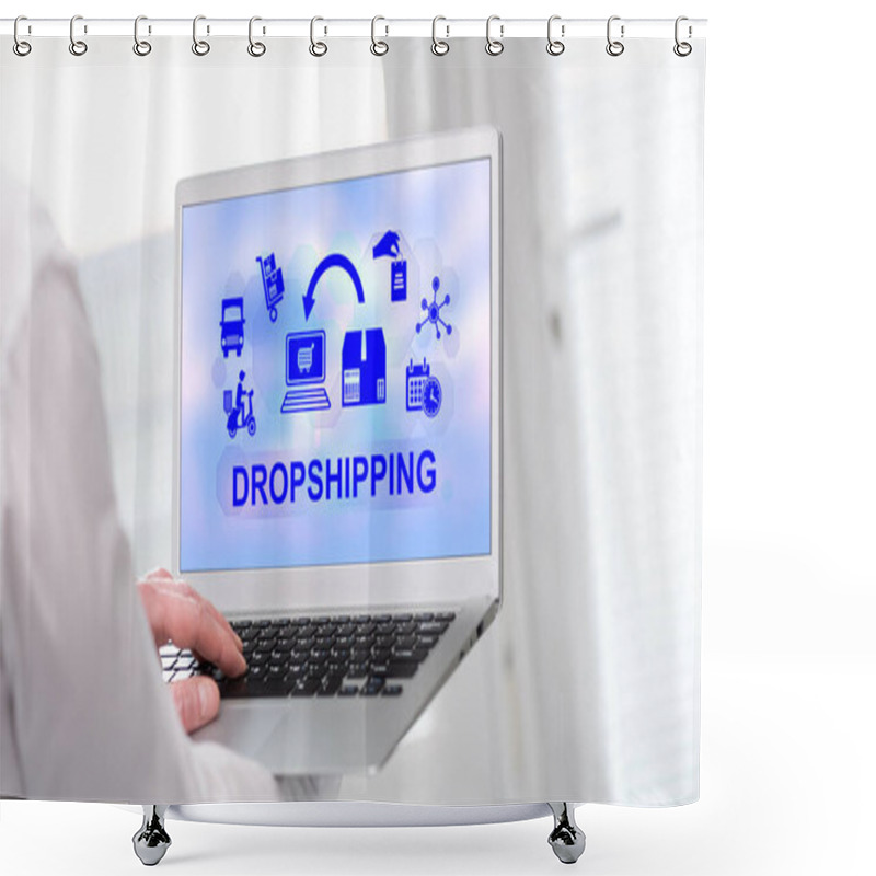 Personality  Laptop Screen Displaying A Dropshipping Concept Shower Curtains