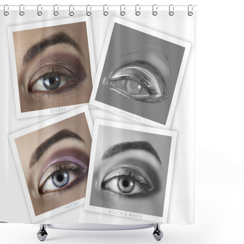 Personality  Eye Retouching Before And After Shower Curtains