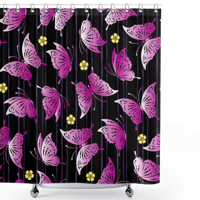 Personality  Japanese Butterfly Pattern Shower Curtains