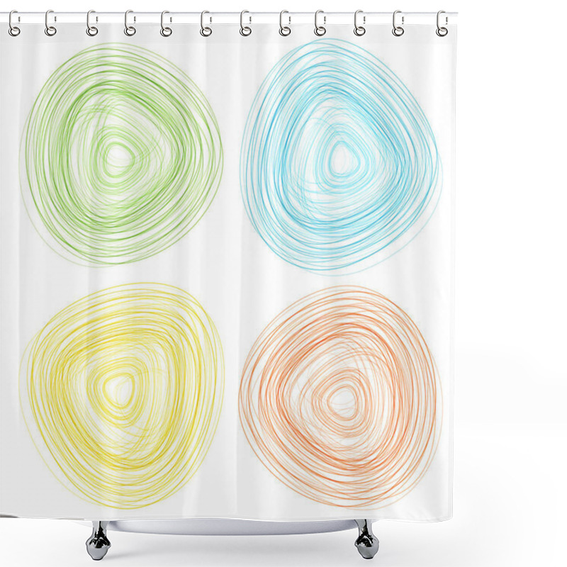 Personality  Abstract Outline Circle Shapes Shower Curtains