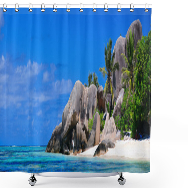 Personality  Seychelles Beach Panorama Shower Curtains