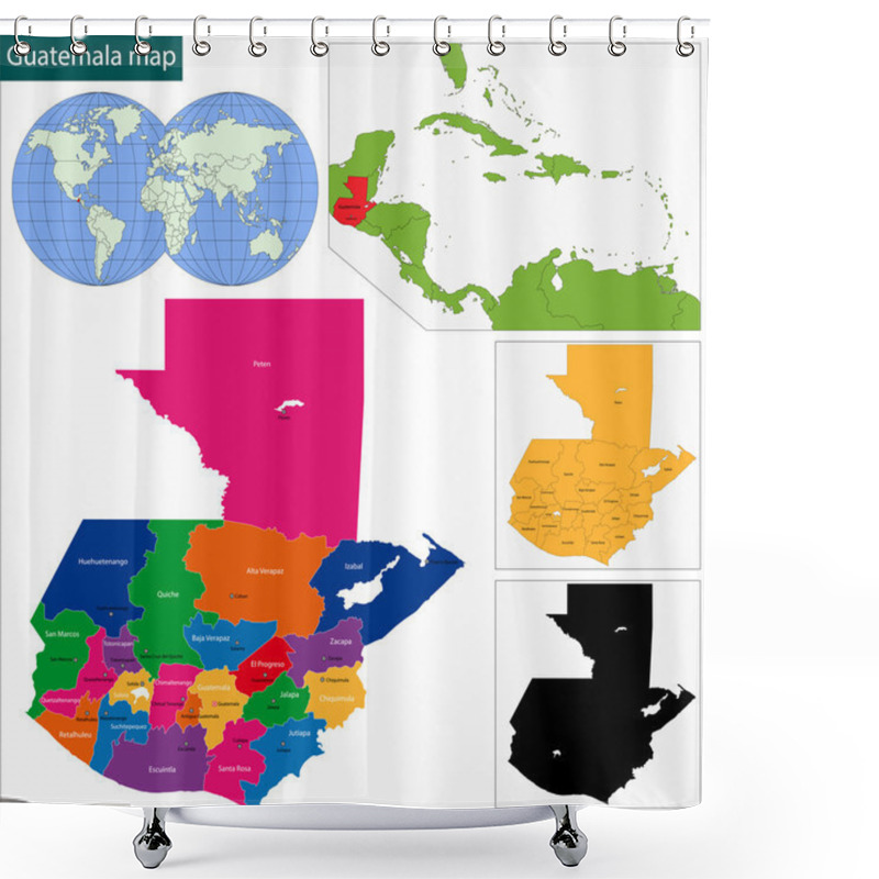 Personality  Guatemala Map Shower Curtains