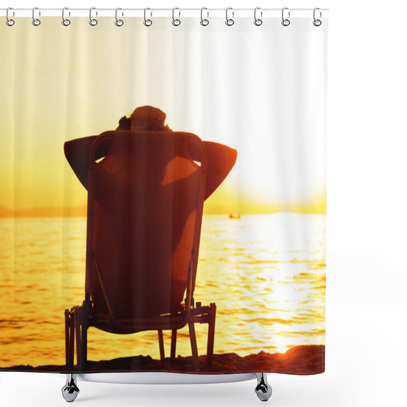 Personality  Summer Relax Lifestyle Woman At Beach Shower Curtains