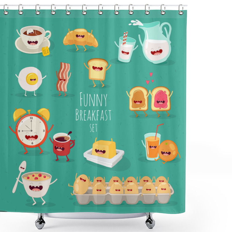 Personality  Funny Breakfast Set Shower Curtains