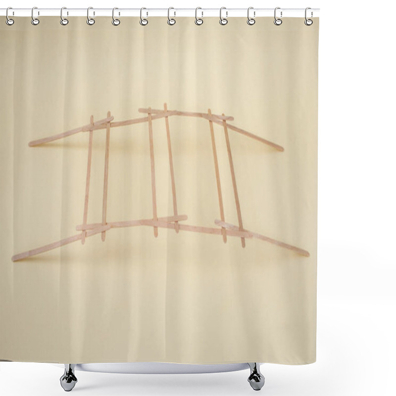 Personality  Self Supporting Structure For A Bridge Explained With Bamboo Sticks On Beige Background  Shower Curtains