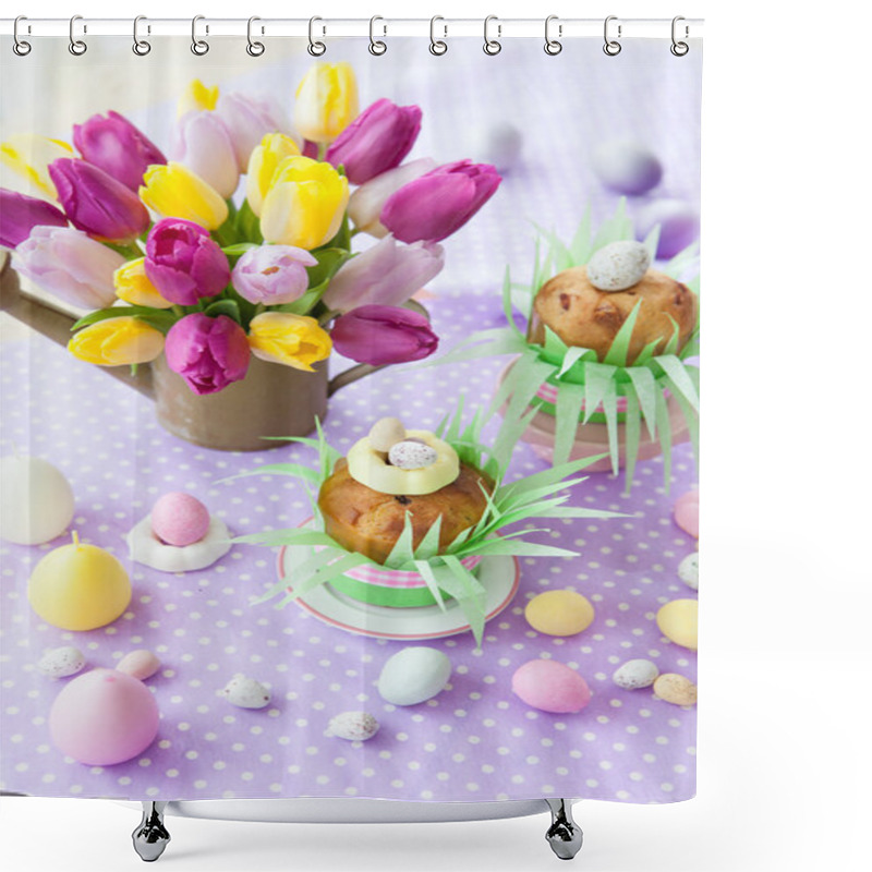 Personality  Fresh Tulips On Purple Shower Curtains