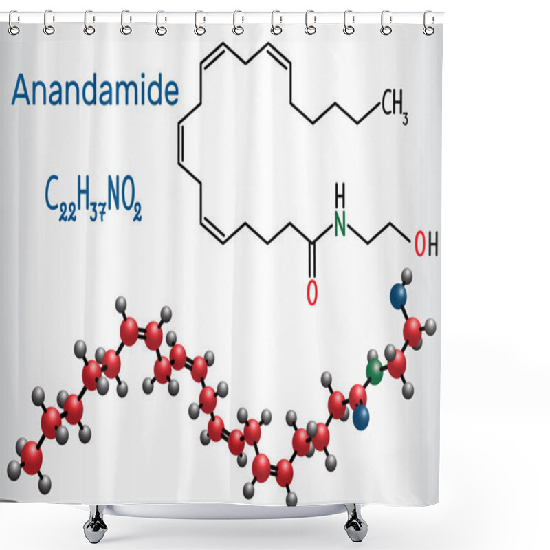 Personality  Anandamide Molecule. It Is Endogenous Cannabinoid Neurotransmitter. Structural Chemical Formula And Molecule Model. Shower Curtains