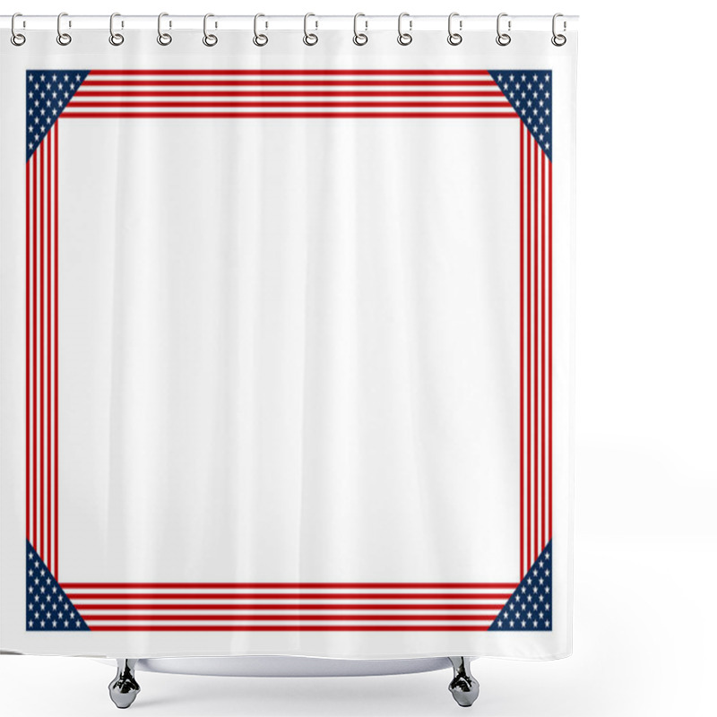 Personality  American Flag Style Rectangular Border With Alternating Red And White Stripes With Blue Star-studded Corners. Blank Central Area, Providing Space For Text Or Other Content. Isolated Illustration. Shower Curtains