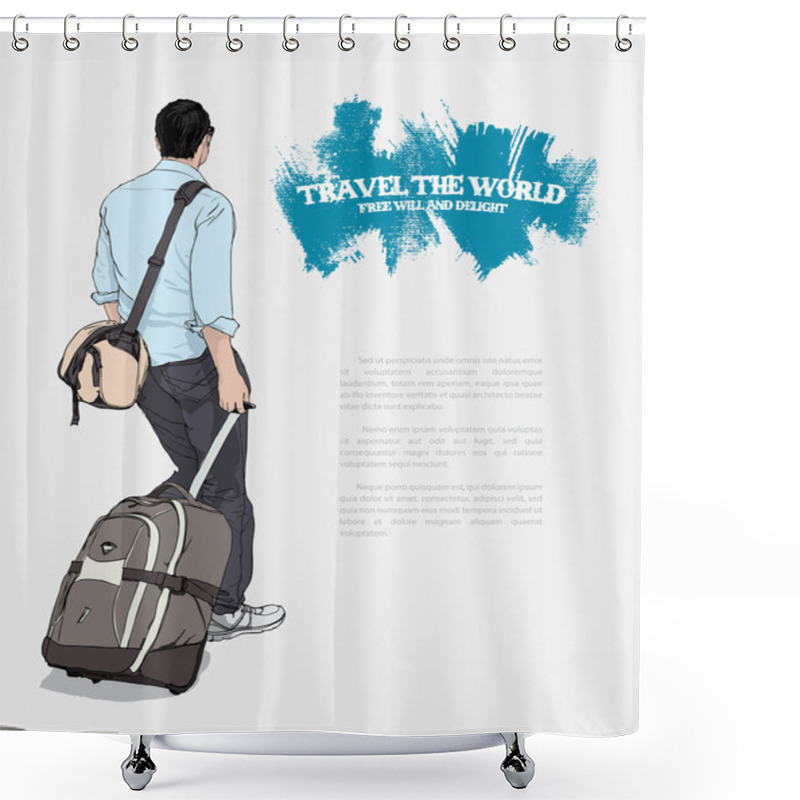 Personality  Young Man With Suitcase Shower Curtains