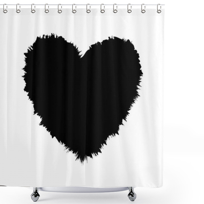 Personality  Brush Marks Heart Shape, Stain Ink, Hand Drawn Paint, Artistic Brush Shower Curtains