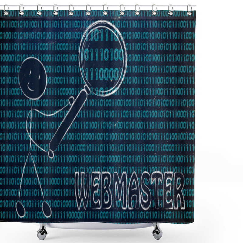 Personality  Man Inspecting Binary Code Shower Curtains