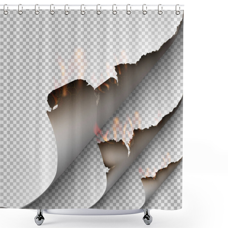 Personality  Transparent Design Burning Templates Torn Paper With Fire Shower Curtains