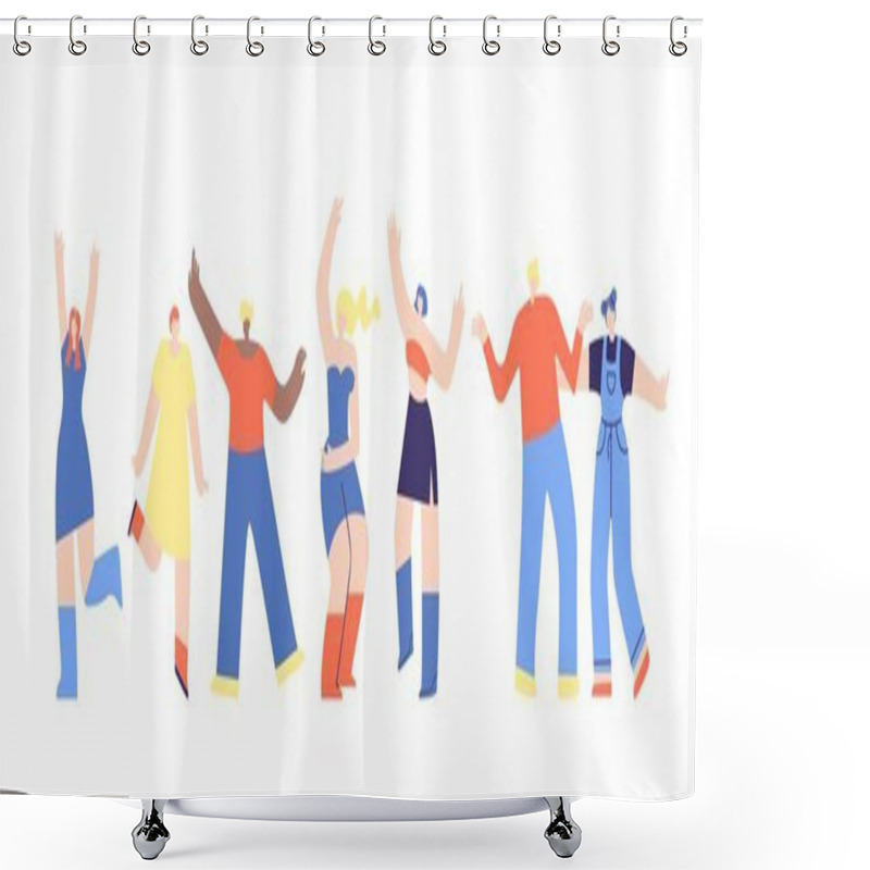 Personality  Clubbing Dancing People Flat Disco Fest Cartoon Shower Curtains