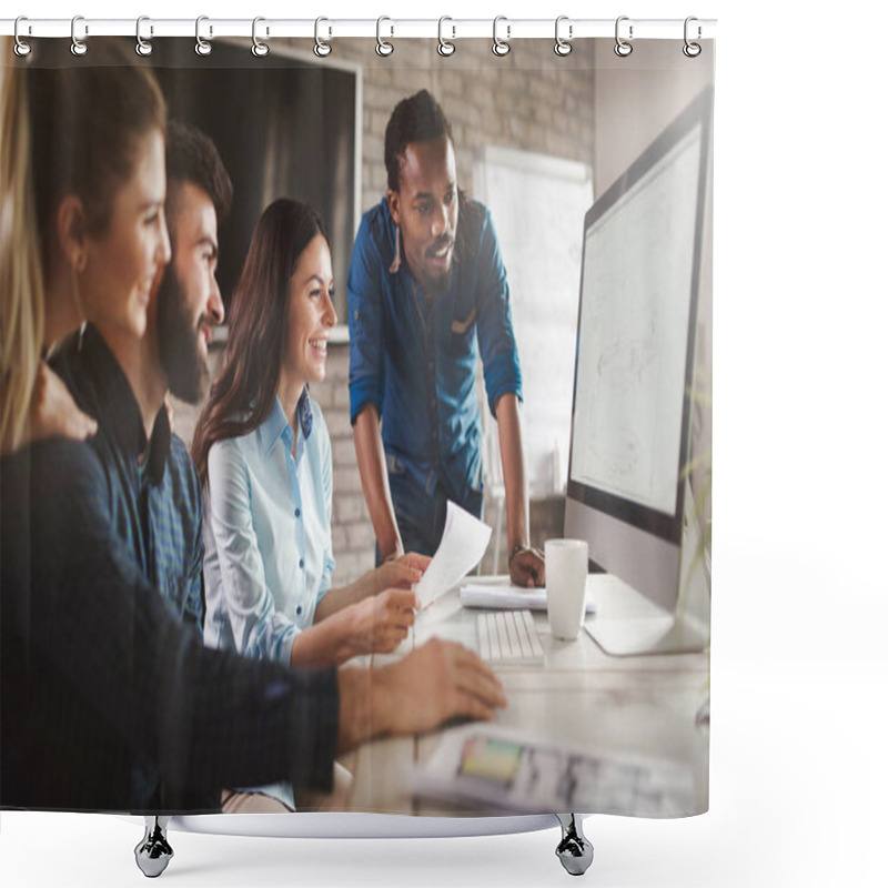 Personality  Company Employees Working In Office Shower Curtains