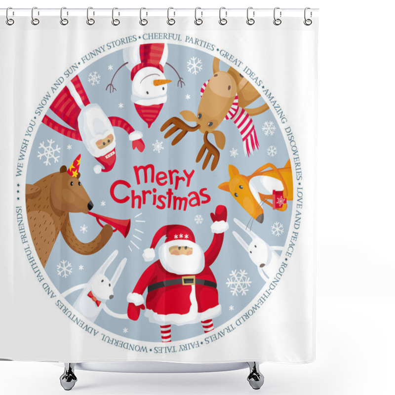 Personality  Merry Christmas Vector Image Shower Curtains