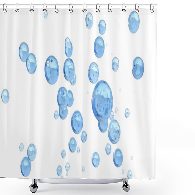 Personality  3D Rendering Of Blue Water Bubbles Shower Curtains