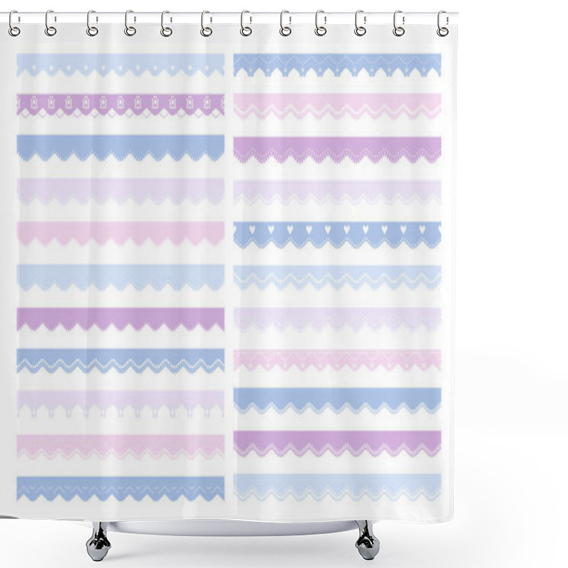 Personality  Pastel Scalloped Paper Frame Or Border Divider Collection Isolated Shower Curtains