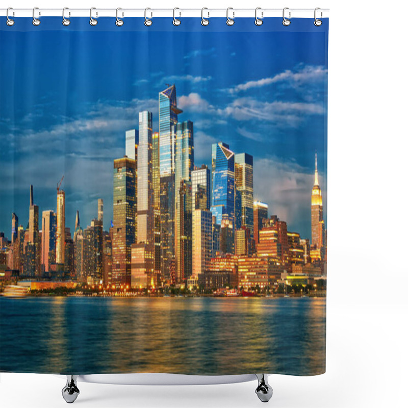 Personality  Midtown Manhattan And Hudson Yards Skyscrapers At Dusk, New York Shower Curtains